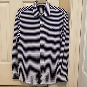 Men’s Polo Ralph Lauren blue white striped shirt size M